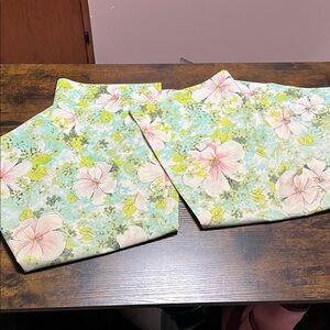 Vintage pillow cases, standard size  Pink and Green Accents